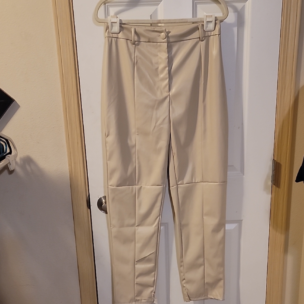 Cream Ankle Length Tailored Pants